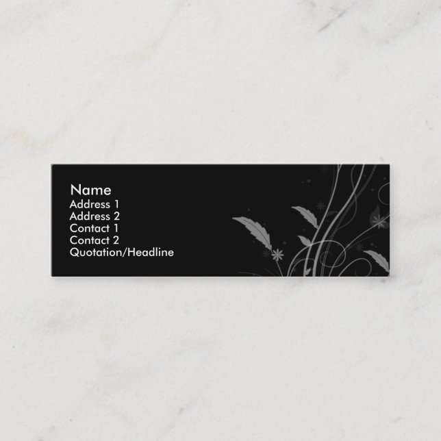 Black and Silver Mini Business Card (Front)