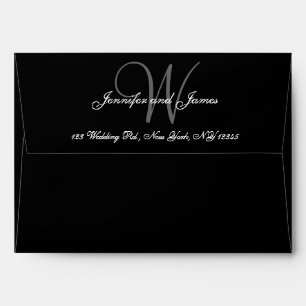 Black and Silver Monogram Custom Wedding Envelopes