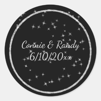Black and Silver Monogram Wedding Sticker