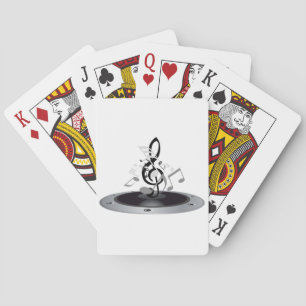 Black and Silver Musical Notes Speaker Playing Cards