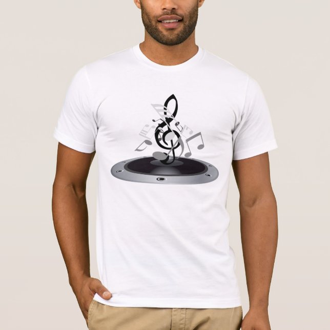 Black and Silver Musical Notes Speaker T-Shirt (Front)