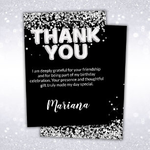 Black and Silver Party Thank You Card