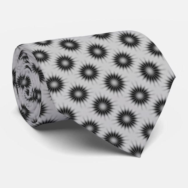 Black and Silver Pattern Tie (Rolled)