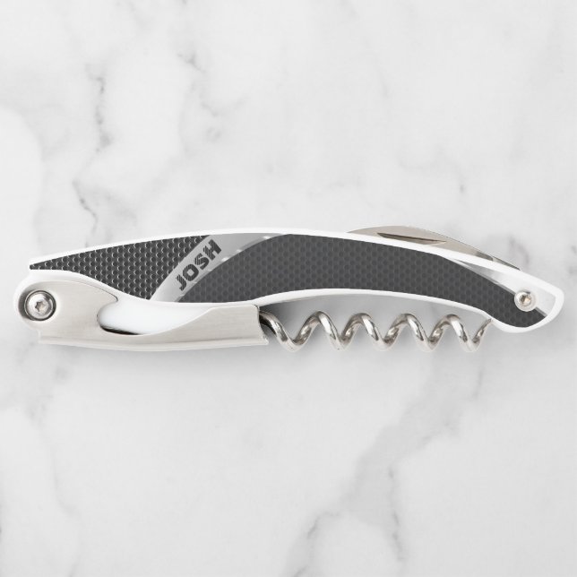 Black And Silver Perforated Metal Corkscrew (Front)