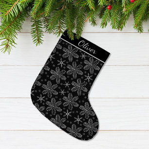 Black and Silver Personalised Large Christmas Stocking