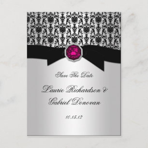Black and Silver Pink Tourmaline Jewel Save The Da Announcement Postcard