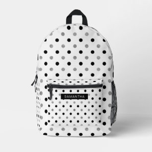 Black and Silver Polka Dots in a White Background Printed Backpack