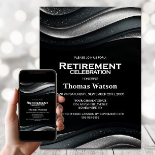 Black and Silver Retirement Party Invitation