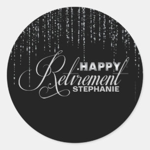 Black and Silver Retirement Party Stickers