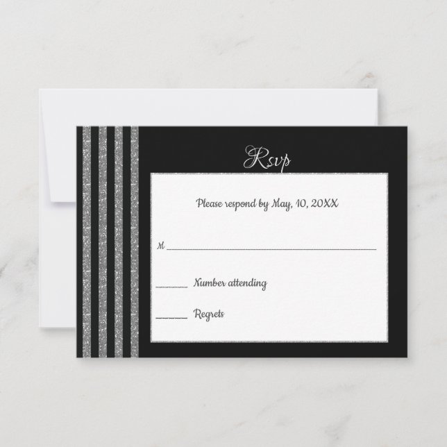 Black and Silver RSVP Card (Front)