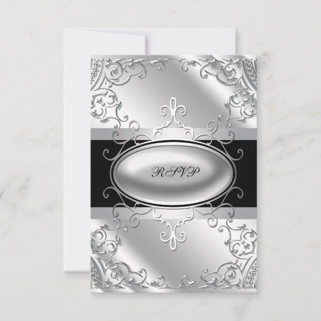 Black and Silver RSVP Card (Front)