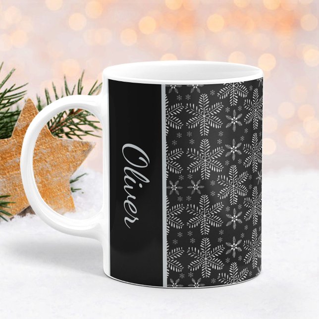 Black and Silver Snowflakes Christmas Mug (Creator Uploaded)
