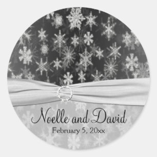 Black and Silver Snowflakes Wedding Sticker