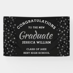 Black And Silver Stars Congrats Graduate 2023 Banner