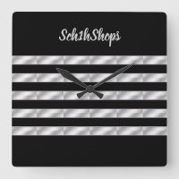 Black and silver striped wall clock