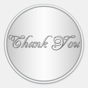 Black and Silver Thank You Sticker