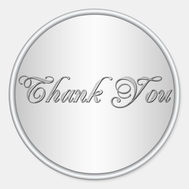 Black and Silver Thank You Sticker (Front)