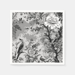 Black and Silver Toile de Fleur Napkin