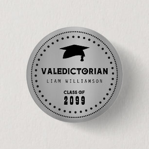 Black and Silver Valedictorian for a Guy 3 Cm Round Badge