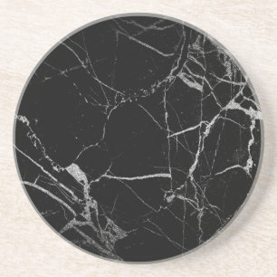Black and Silver Vein Marble Coaster