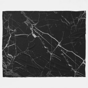 Black and Silver Vein Marble Fleece Blanket