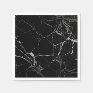 Black and Silver Vein Marble Napkin