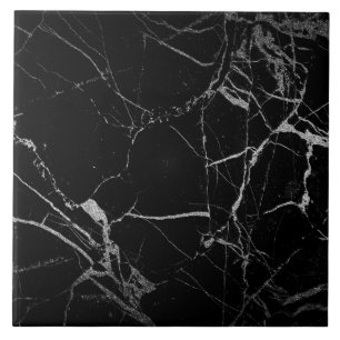 Black and Silver Vein Marble Tile