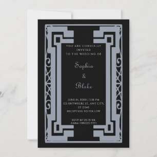 Black and Silver Vintage Art Deco Wedding Invitation