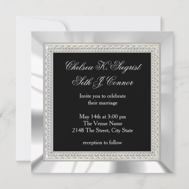 Black and Silver Wedding Invitation (Front)