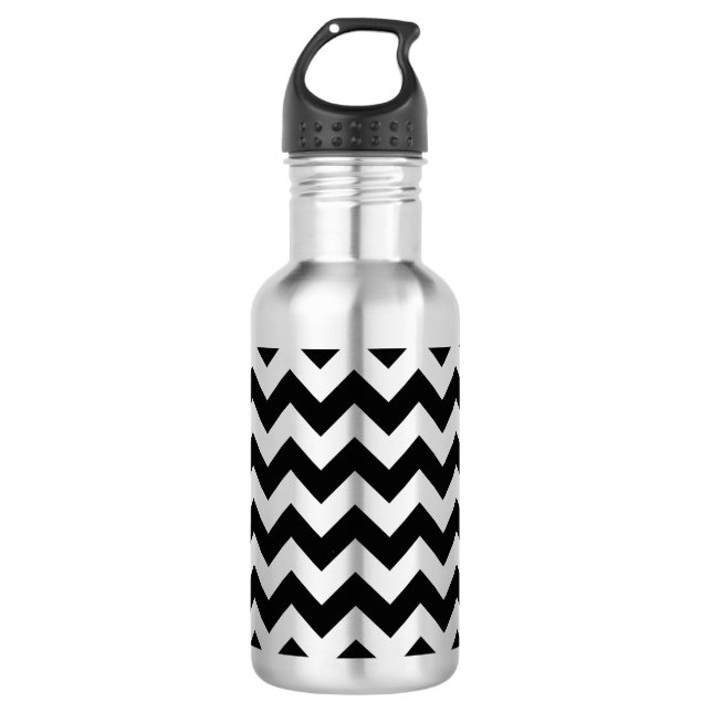 Black and Silver Zigzag 532 Ml Water Bottle (Front)