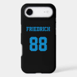 Black and Sky Blue Jersey Name Number<br><div class="desc">Add a name and number(s) to personalise this custom black and sky blue sports jersey inspired phone case. It is an excellent gift for a sports fan or athlete. The options to change the colour and font sizes are available.</div>