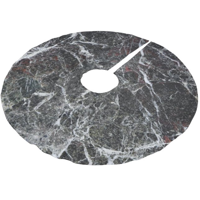 Black And Smoke Grey Marble Texture Brushed Polyester Tree Skirt (Angled)