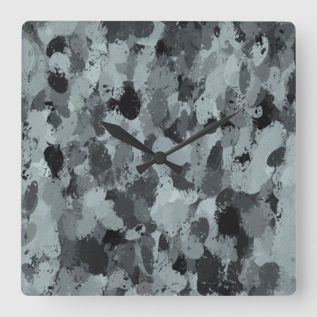 Black and Smokey Pastel Blue 3216 Square Wall Clock (Front)