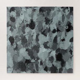 Black and Smokey Pastel Blue Jigsaw Puzzle