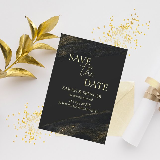 Black and Sparkly Gold Save the Date (Creator Uploaded)