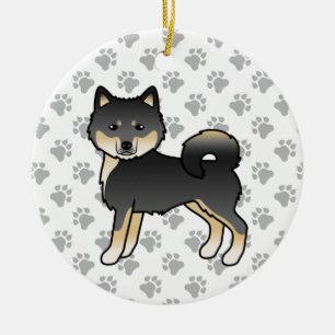 Black And Tan Alaskan Malamute Cute Cartoon Dog Ceramic Tree Decoration