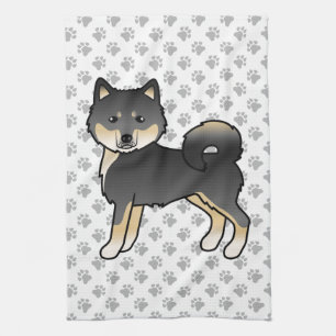 Black And Tan Alaskan Malamute Cute Cartoon Dog Tea Towel
