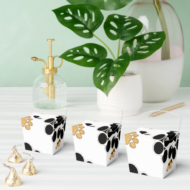 Black and tan canine dog paw print white favour box (Multiple)