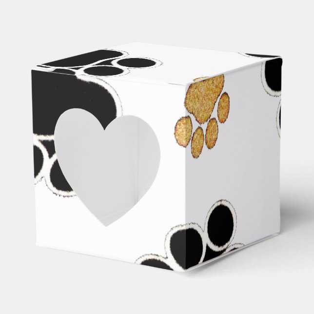 Black and tan canine dog paw print white favour box (Front Side)