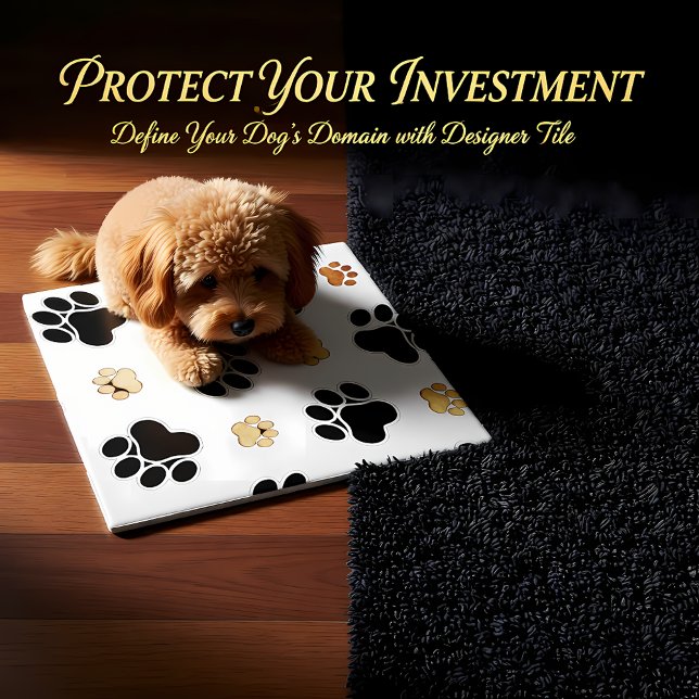 Black and tan canine dog paw print white tile (Creator Uploaded)