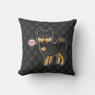 Black And Tan Cartoon Shiba Inu Love Cushion
