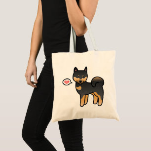 Black And Tan Cartoon Shiba Inu Love Tote Bag