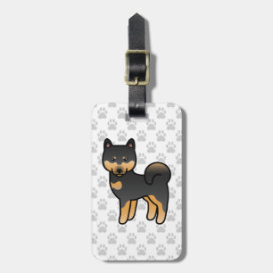 Black And Tan Cartoon Shiba Inu Luggage Tag