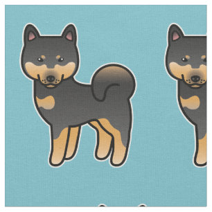 Black And Tan Cartoon Shiba Inu Pattern Fabric
