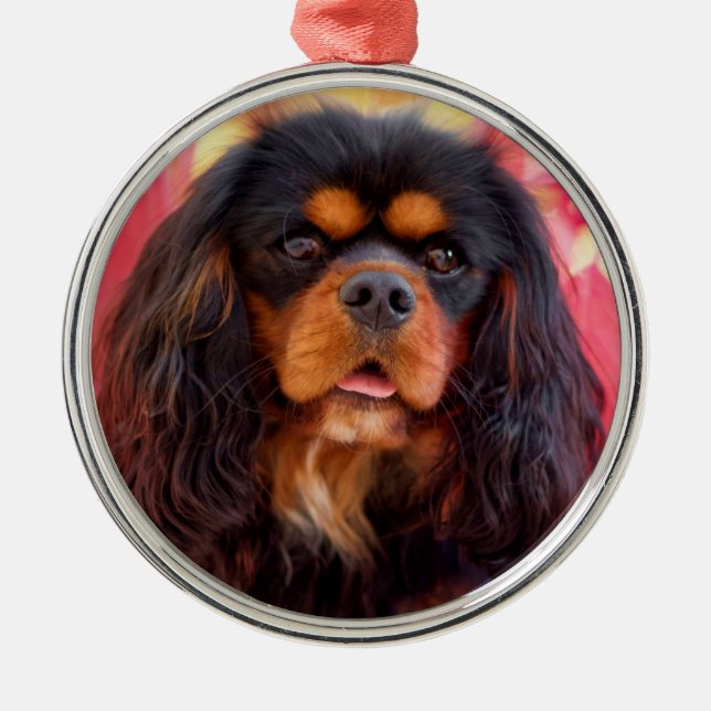 Black and Tan Cavalier King Charles Spaniel Dog Metal Tree Decoration (Front)