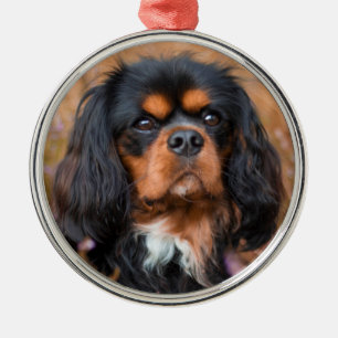 Black and Tan Cavalier King Charles Spaniel Dog Metal Tree Decoration