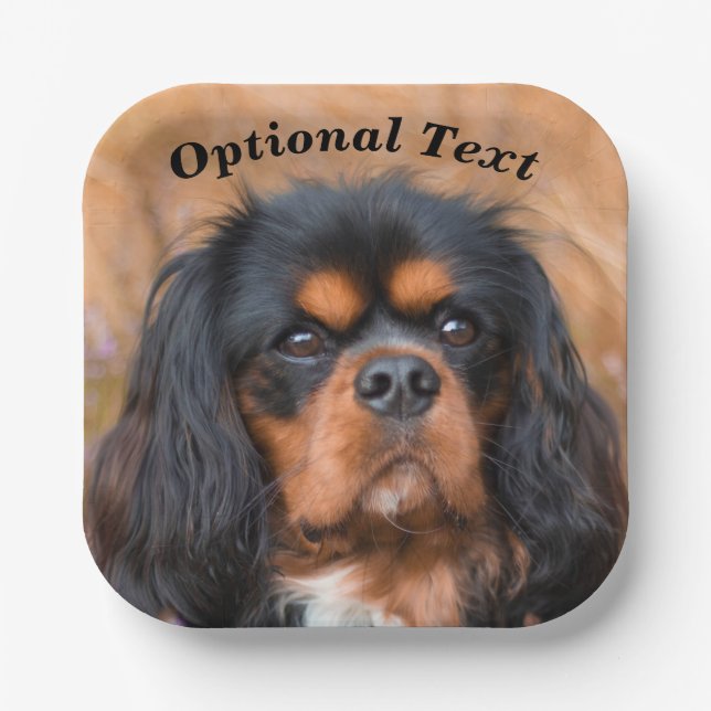 Black and Tan Cavalier King Charles Spaniel Dog Paper Plate (Front)