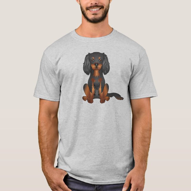 Black And Tan Cavalier King Charles Spaniel Dog T-Shirt (Front)