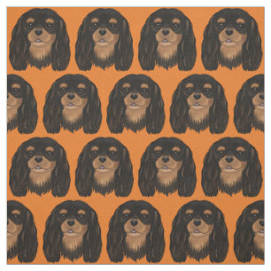 Black and Tan Cavalier King Charles Spaniel Fabric