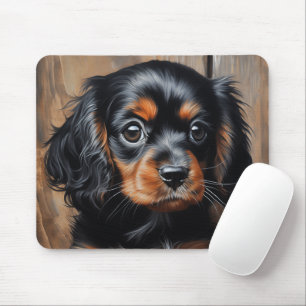 Black and tan Cavalier puppy Mouse Pad